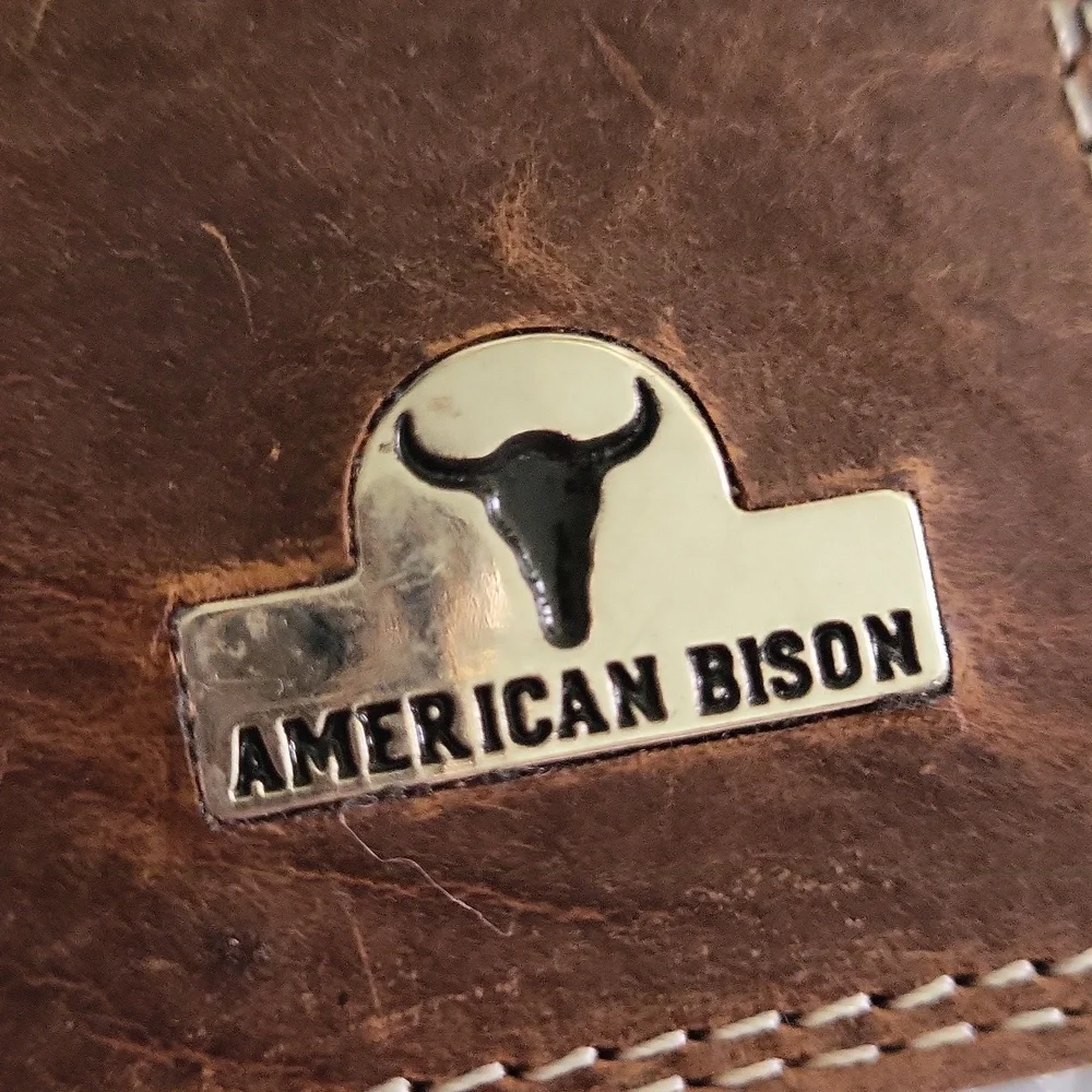 American Bison Men's Bifold Leather Wallet Made in USA